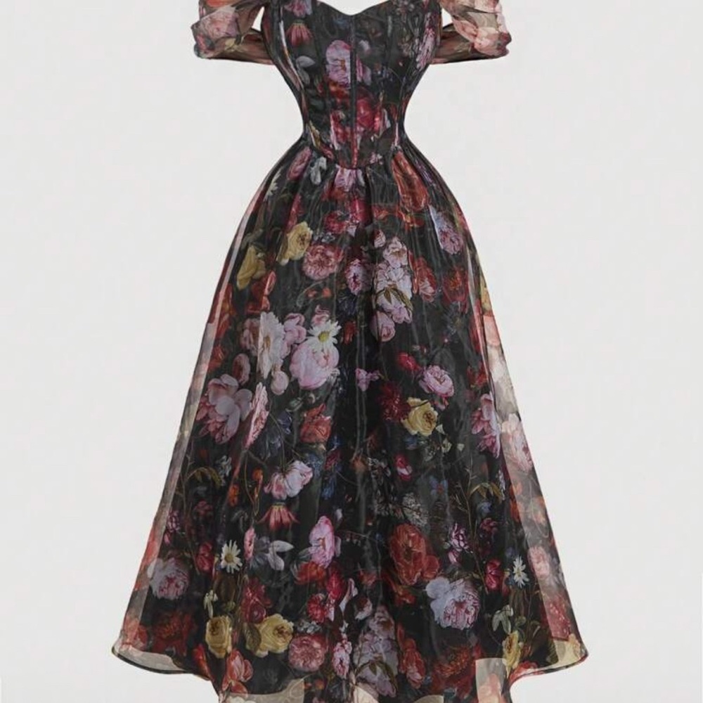 Floral Black Dress